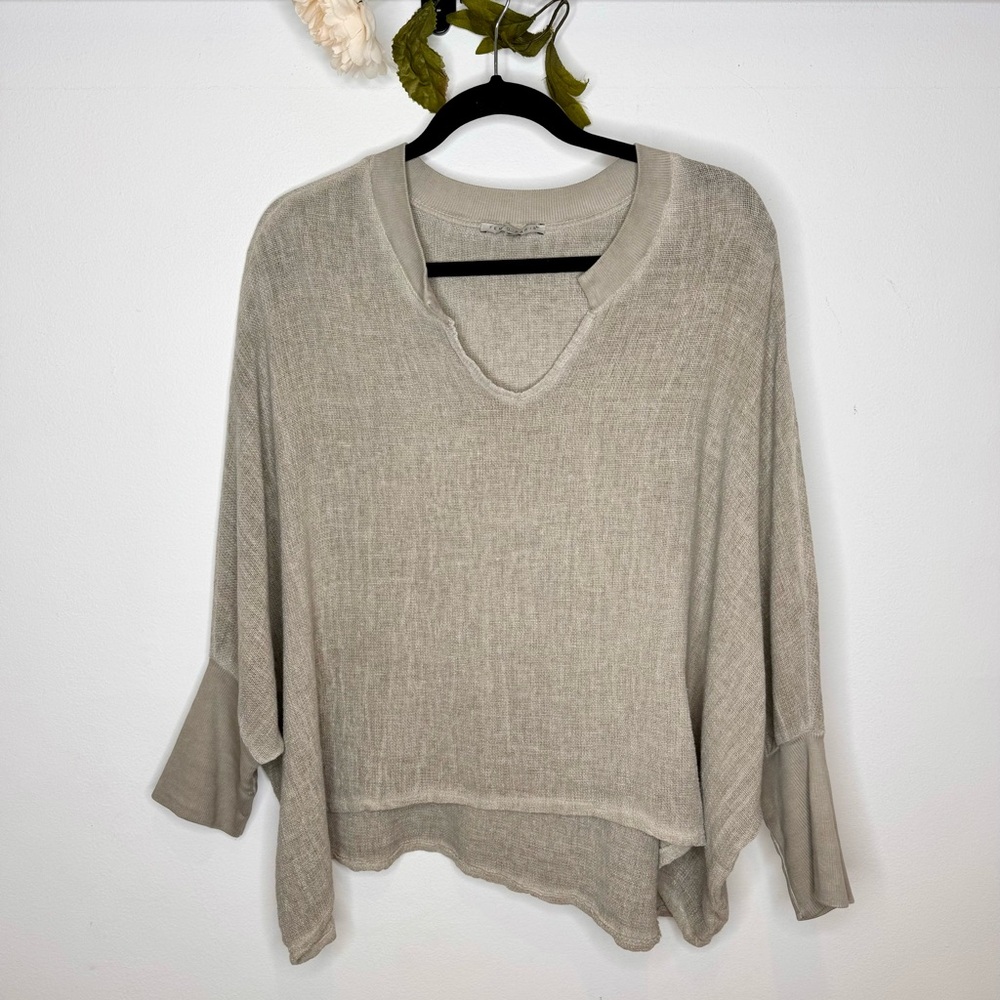 Tempo Paris Gauzy Linen Batwing Top